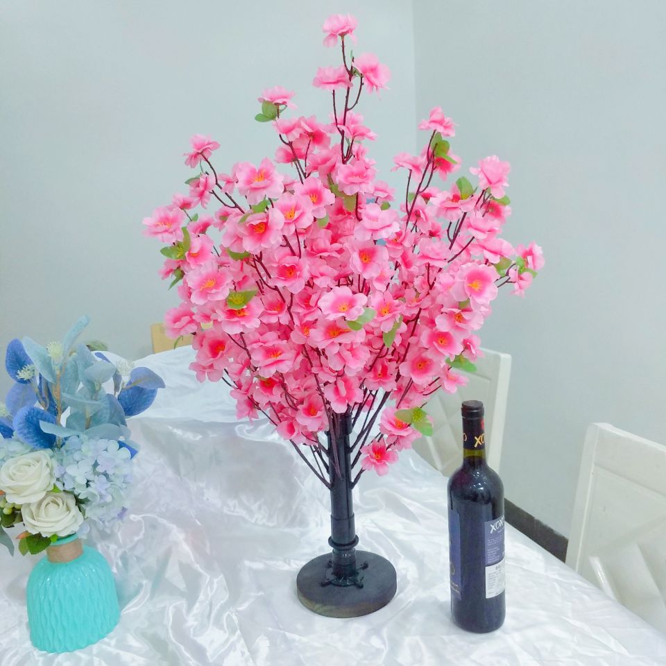 Belle fleur de pêche artificielle souhaitant une simulation d'arbre Potting d'aménagement paysager pour la table de mariage à la maison décoration rose blanc disponible