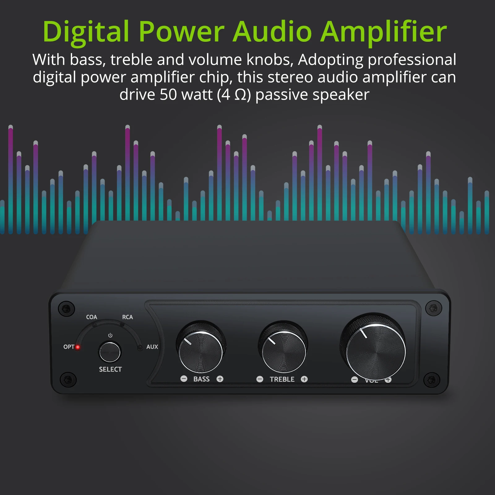 Amplifikatörler Prozor 50W+50W Ses Amplifikatörü Dijital Güçlendirici Amplifikatör Optik Koaksiyel RCA Aux'a Analog Ses Dönüştürücüsüne 192kHz 24bit Stereo Amp