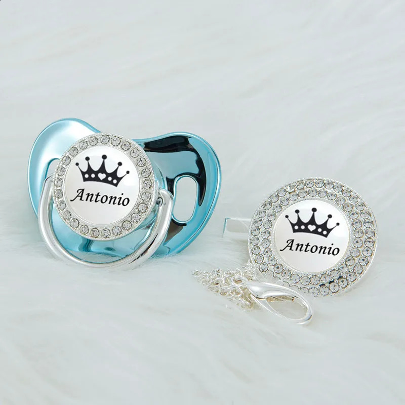 MIYOCAR Personalized black crown bling pacifier and clip BPA free dummy unique design SGS Approval PWBC 240401