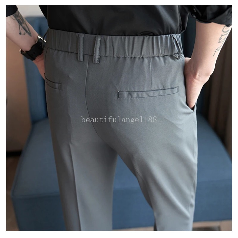Pantaloni di tuta solida di alta qualità uomini in forma slim coda pantaloni da business casual pantaloni in vita elastico pantaloni da streetwear social