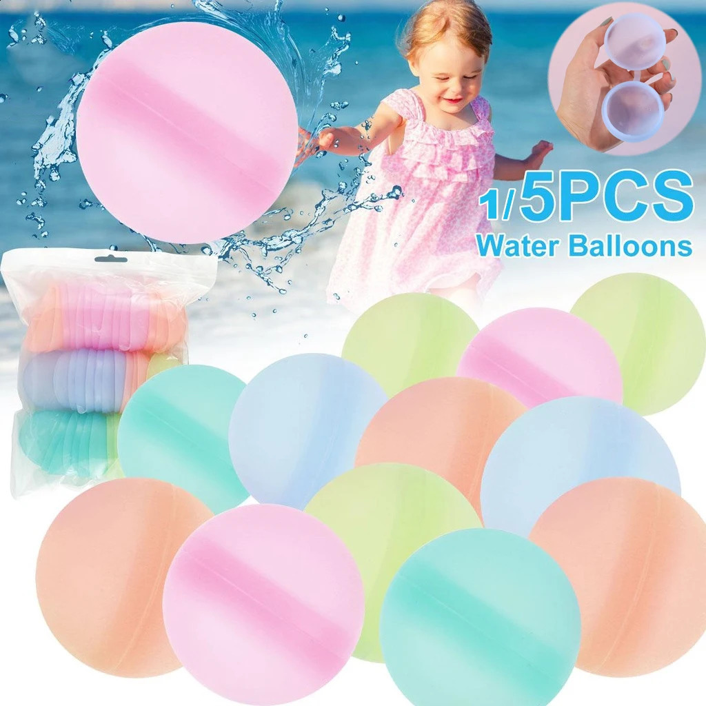 Balle wodne gry dorośli chłopcy chłopcy lato wielokrotnego użytku silikonowa woda grająca zabawki plażowe basen impreza bombowa balony 240329