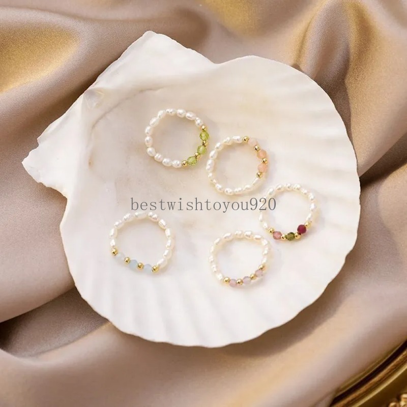 Donne perle perle anelli fatti a mano Creative Fresh Acqua d'acqua rotonda Belierna Anello donne