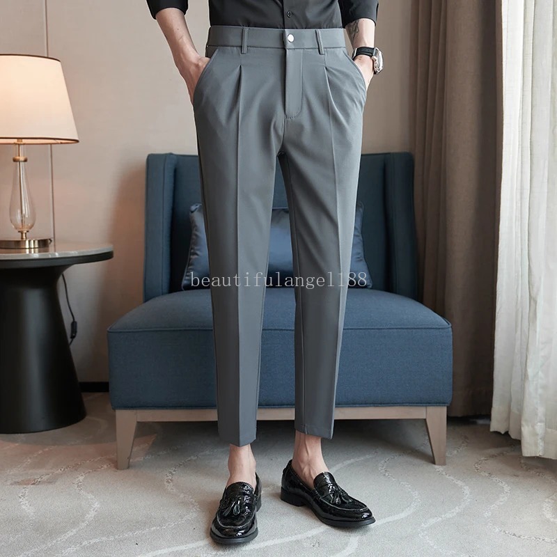 Pantaloni di tuta solida di alta qualità uomini in forma slim coda pantaloni da business casual pantaloni in vita elastico pantaloni da streetwear social