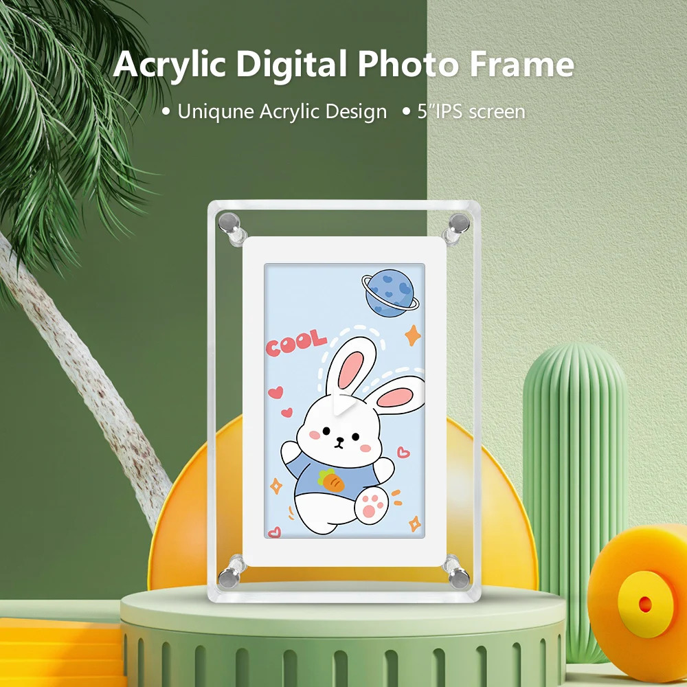 5 inç dijital resim frameacrililik video frame4gb bellek1200mAH yerleşik ev dekorasyonu ve içten hediyeler için batalperfect 240401