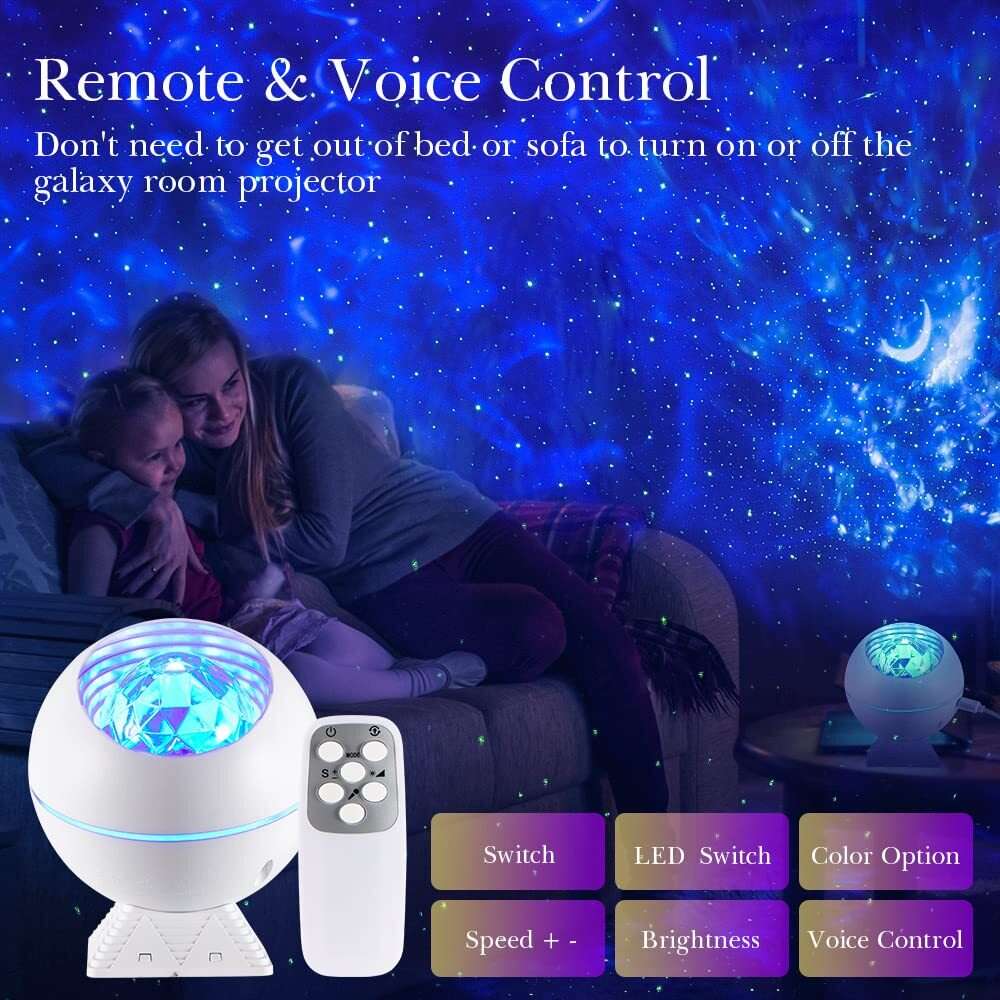 Galaxy 43 Verlichtingsmodi STAR Projector Galaxy Licht Remote Timer Maan plafondprojectie Slaapkamer Voice Gecontroleerde LED Cloud Room Licht Slaapkamer Decoratie