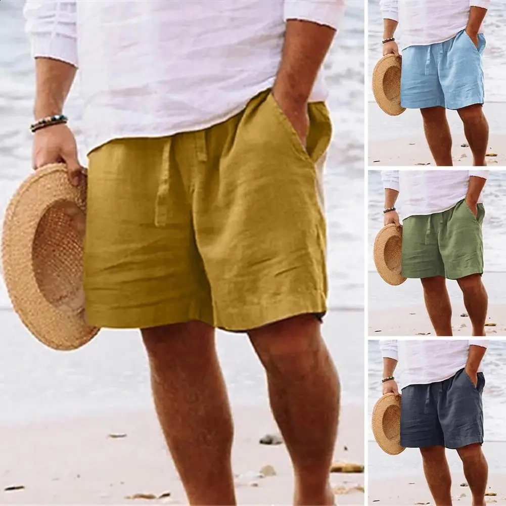 Summer Men Shorts à crampons poches droites de la jambe large du genou pantalon de survêtement masculin en vrac joggers cool pantalon court 240403