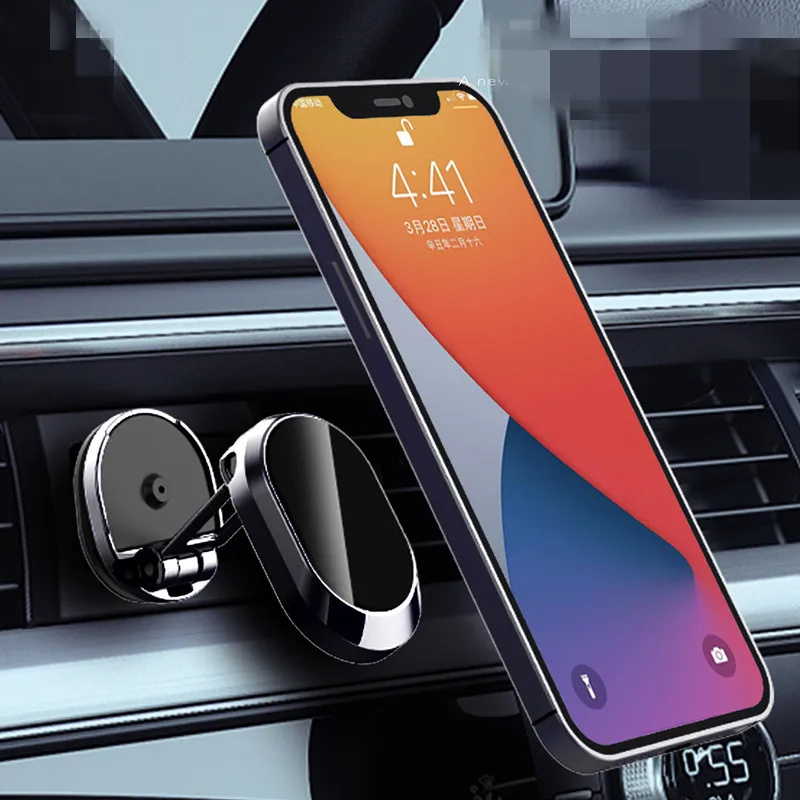 Metal Magnetic Car Phone Holder Magnet Mount Mobile Cell Phone Stand For iPhone 15 14 13 12 11Pro Max Xiaomi Huawei Samsung S24 23 22 With Retail Package