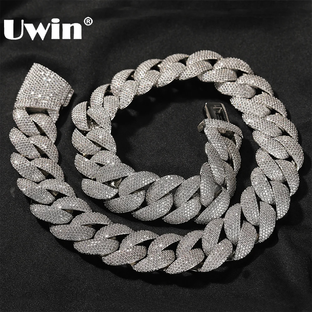 Uwin 24 mm zware Miami Cuban Link -ketting kettingen voor mannen ijs uit cz stenen bling armbanden hiphop sieraden voor cadeau240327