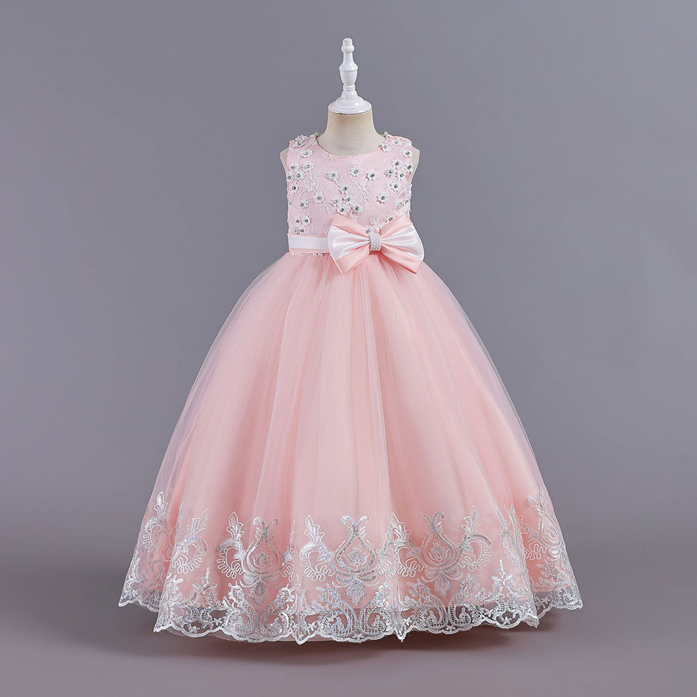 Belle marine bleu vin rose rose vert bijou de fille fille / robes de fête de fête robes de concours de fille robes de fille fleuris