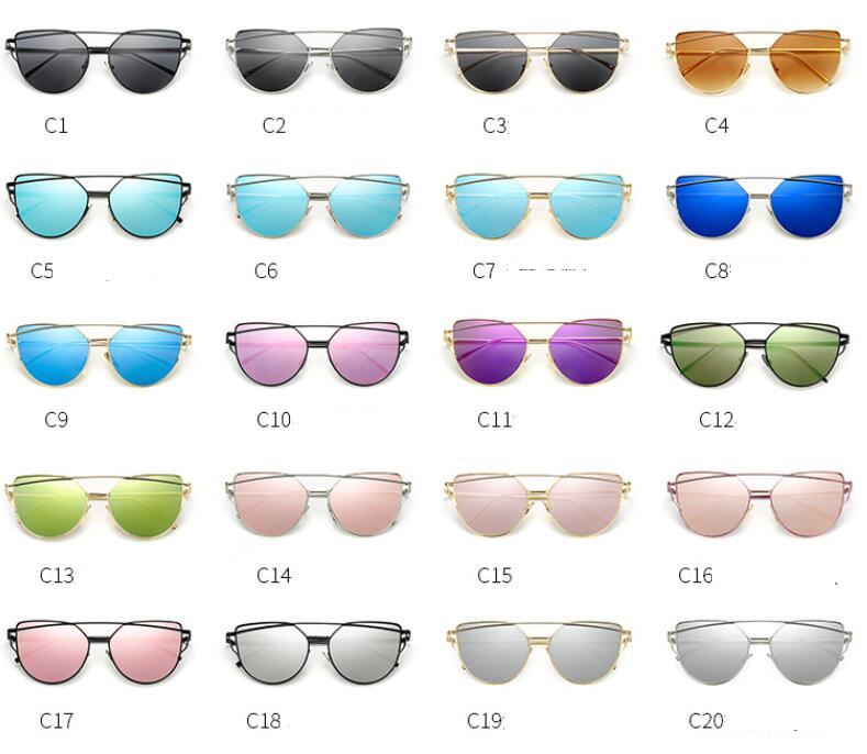 Cat Eye Sunglasses Woman Cateye Sunglasses Women Brand Designer Glasses Fashion Twin Beam Sunglasses Double-Deck Alloy Frame UV400 Len