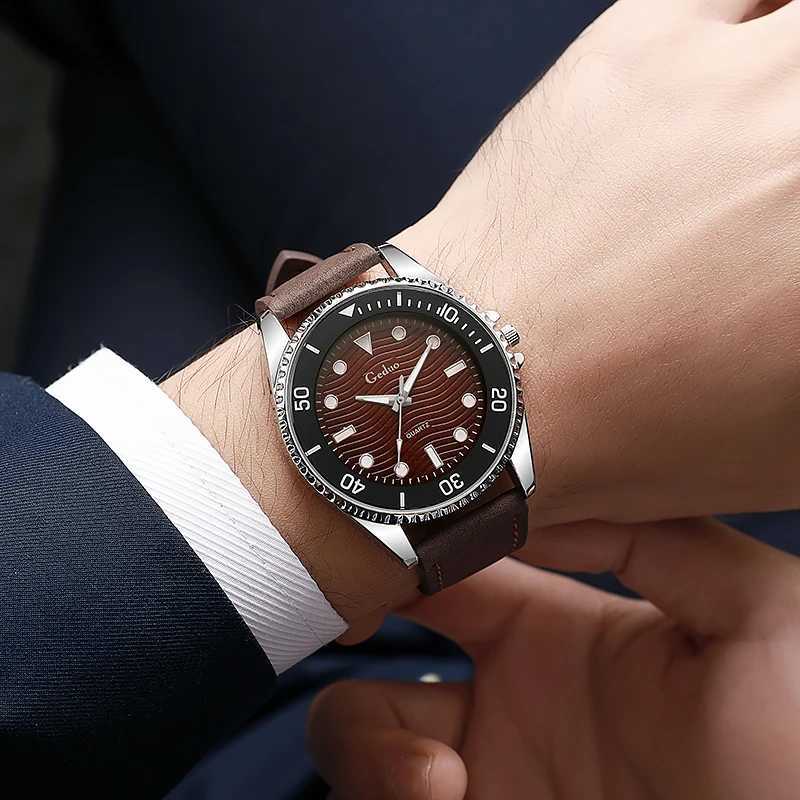 Другие часы мода и повседневное кожаное ремешок мужские Quartz Watch Reloio Masculino Relojes Para Hombres en OK SAT LAN R NLER 2023L240403