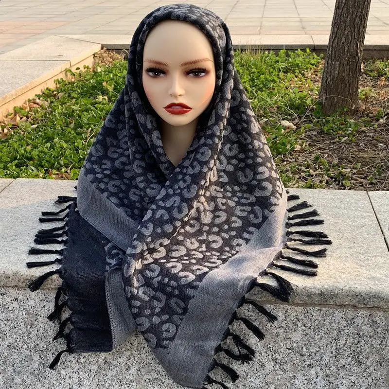 무료 히잡 무슬림 여성 남자 kerchief shawl leopard headscarf tassels면 스카프 이슬람 사우디 아라비아 근처 이스트 따뜻한 240327