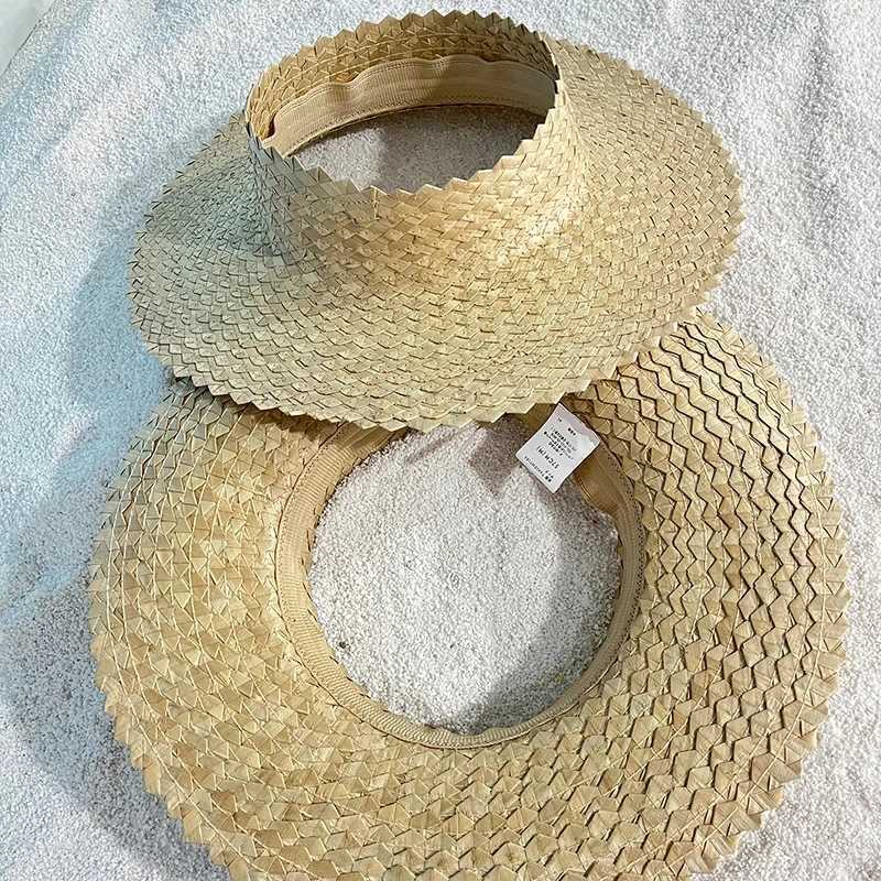 Brede rand hoeden emmer hoeden nieuwe mode straw hoed zon pet zomer strand kroonloze stro sun hoed voor vrouwen strohoeden hawaii visors 240407