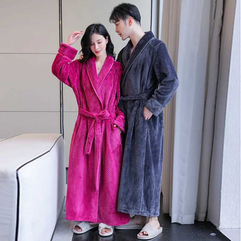 home clothing Warm winter clothes thick flannel bathroom dress long sleepwear womens home dress wool shower suit solid PeignoirsL2403