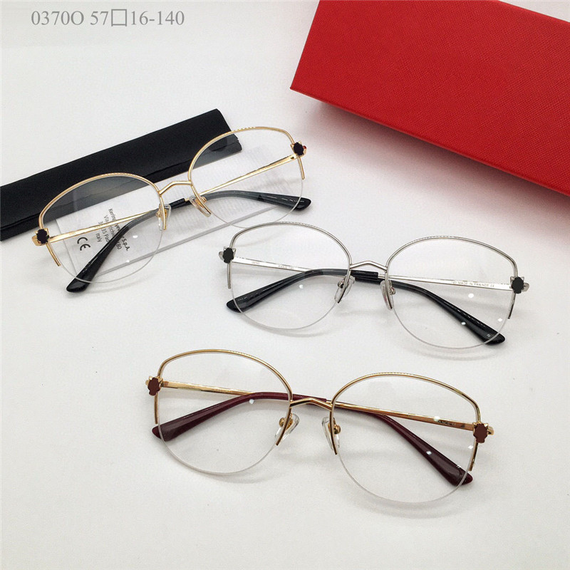 New fashion design optical glasses 0370O cat eye shape 18k half frame gold-plated ultra-light optical men and women business style versatile eyewear top quality