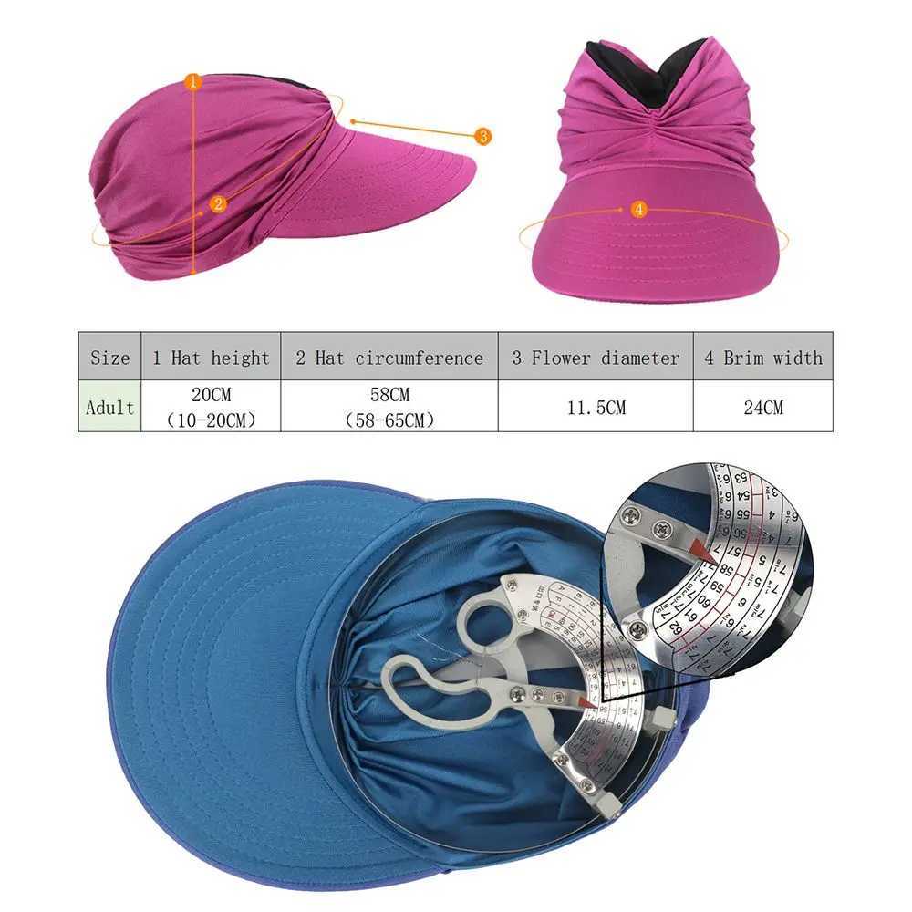 Chapéus de aba larga balde feminino de dupla face chapéu solar proteção solar e moda de verão UV Summer moda de beisebol flexível praia q240403
