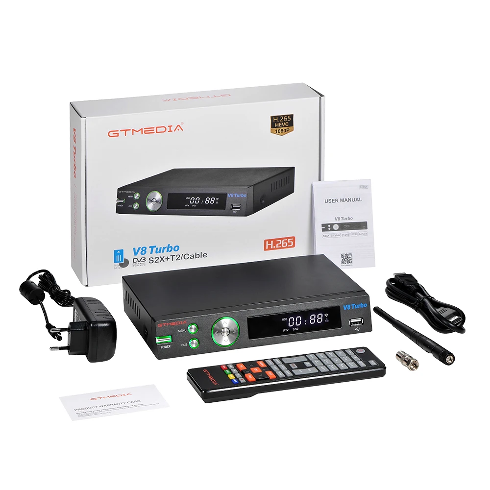 Box GTMedia V8 Turbo Receptor DVB S2 / DVBT2 / DVB C Boîte de télévision combo H.top Box Settop Box AVS + VCM / ACM / MULTISTREAM / T2MI