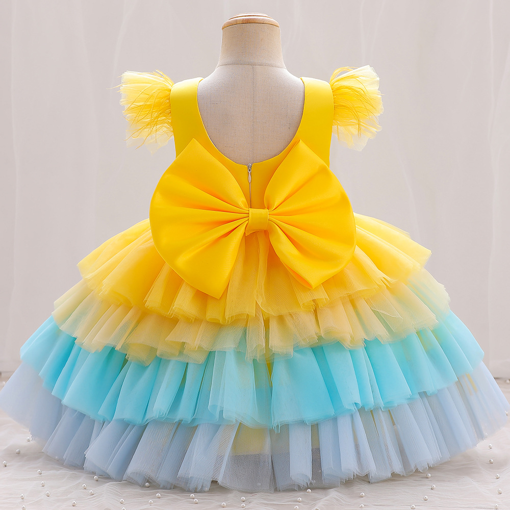 Sweet Pink Yellow Blue Jewel Layers Girl's Birthday/Party Dresses Girl's Pageant Dresses Flower Girl Dresses Girls Everyday Skirts Kids' Wear SZ 2-10 D407266