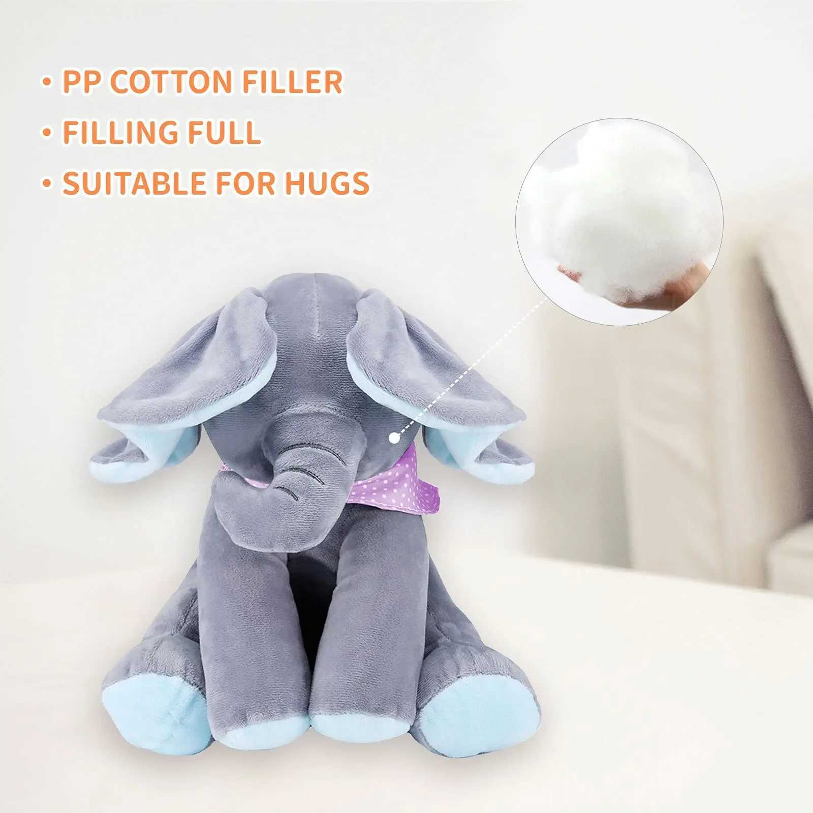 Film TV PLUSH giocattolo peluche giocattoli di elefante animato peluche cantare elefante con orecchie che muovono giocattolo elettrico peluche adorabile giocattolo di peluche elefanti bambino 240407