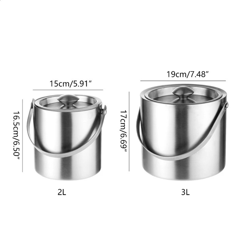 304 3Lステンレス鋼アイスバケツポータブルダブルウォール隔離エルワインシャンパン飲料ビールツール240327