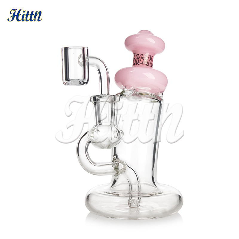 5.9'' Dab Rig Glass Bong 2024 New Hand Blown Glass Water Pipe 14mm Quartz Banger Portable Smoking Pipe with Golden Hittn Logo Milk pink Milk Green Milk Purple