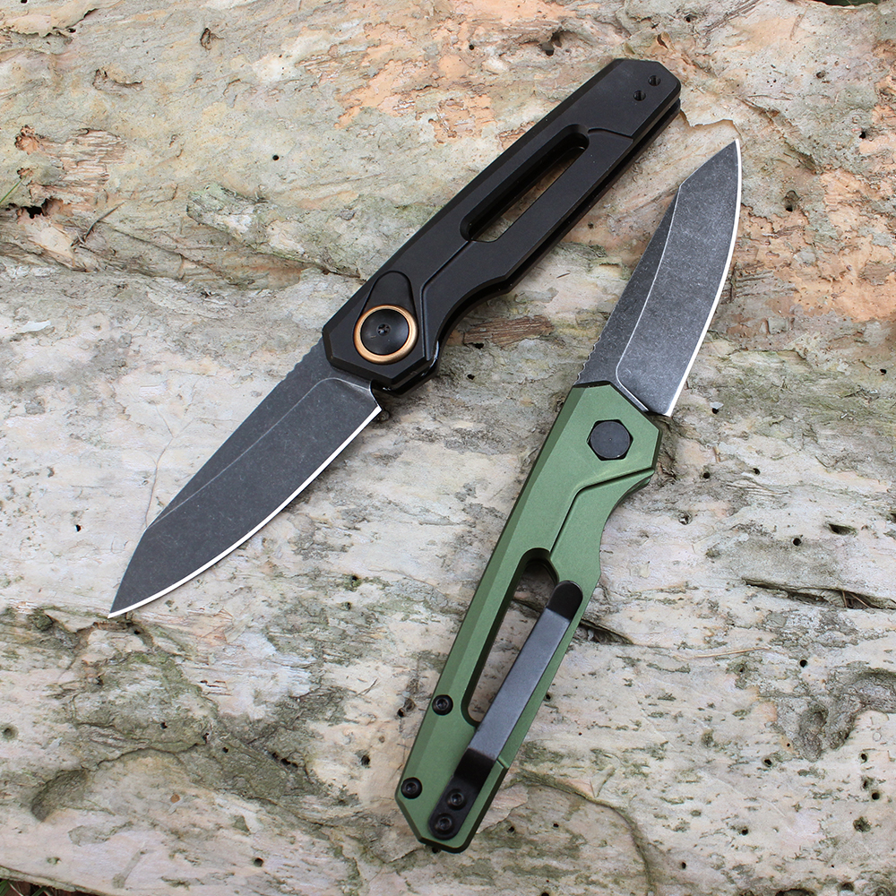 Tunafire GT-K7550 Black Green Aviation Aluminium Handle Outdoor Camping pliing couteau CPM 154 lame