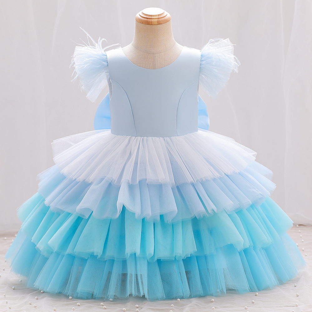 Sweet Pink Yellow Blue Jewel Layers Girl's Birthday/Party Dresses Girl's Pageant Dresses Flower Girl Dresses Girls Everyday Skirts Kids' Wear SZ 2-10 D407266