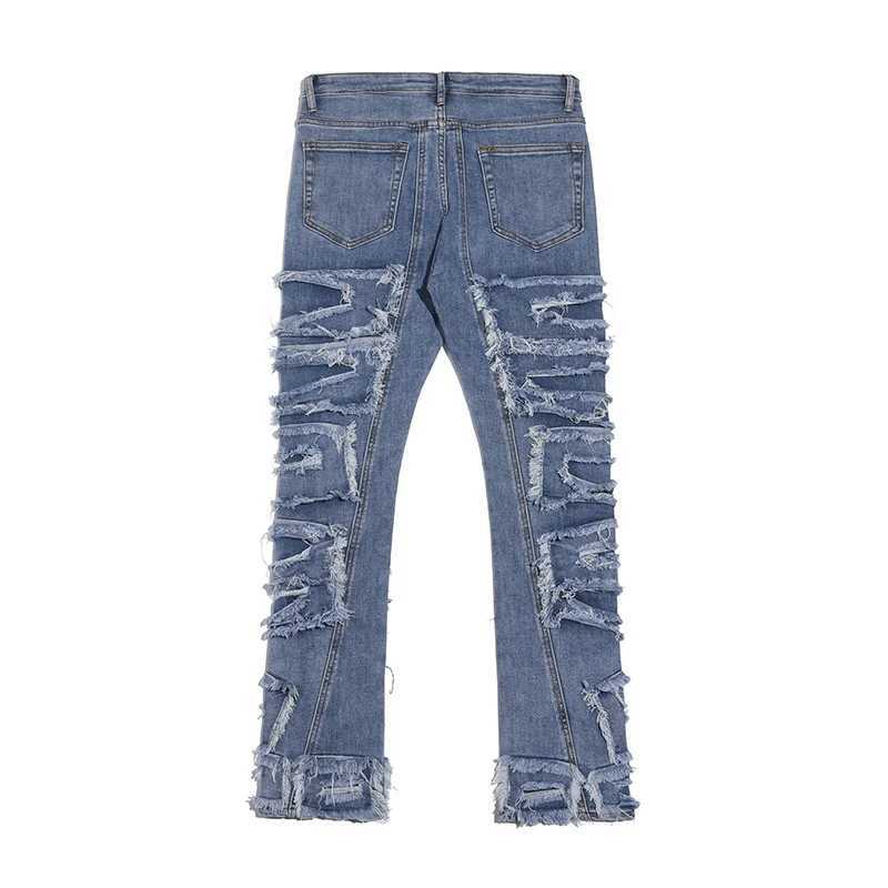 Męskie dżinsy vintage dziura rozdarte męskie obcisłe dżinsy proste umyte harajuku hip-hopowe luźne dżinsowe spodnie klibe styl swobodny JeanSl2403