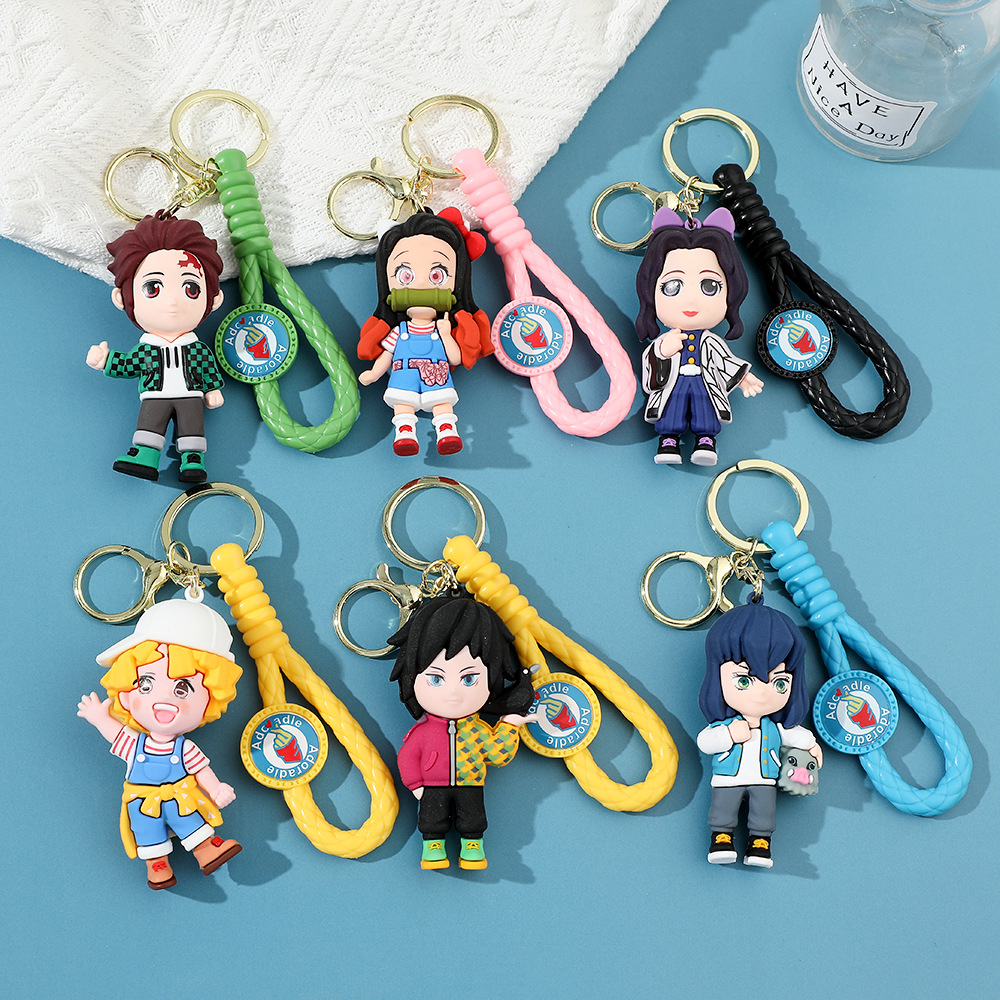 Fashion Cartoon Movie personnage Keychain Rubber and Key Ring pour sac à dos