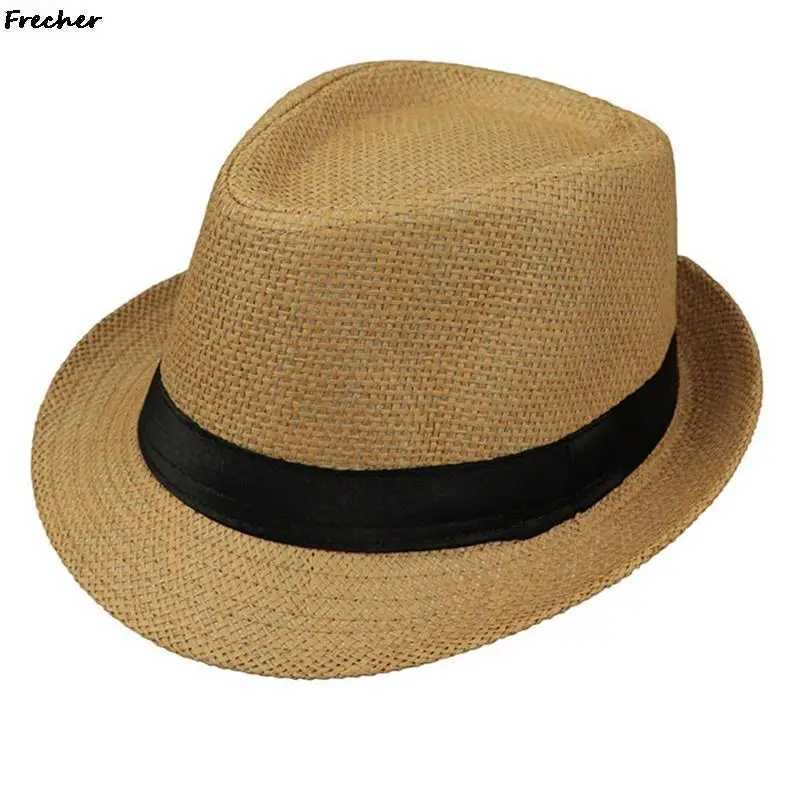 Wide Brim Hats Bucket Hats Children Beach Party Hat Straw Weave Panama Kids Summer Jazz Hats Wedding Party Costume Boys Flat Brim Fedora Chapeau Caps New 240407