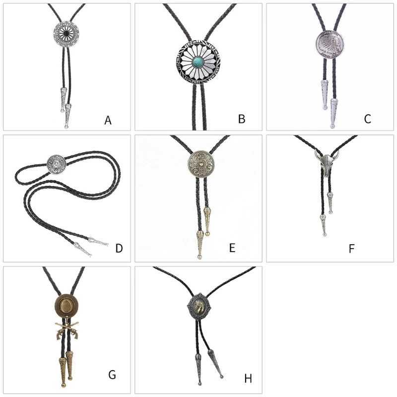 Bolo laços de bolo gravata bolo de bolo com charme de charme de metal com colar de gravata de galhetas de cowboy country bolo tie cowboy 240407