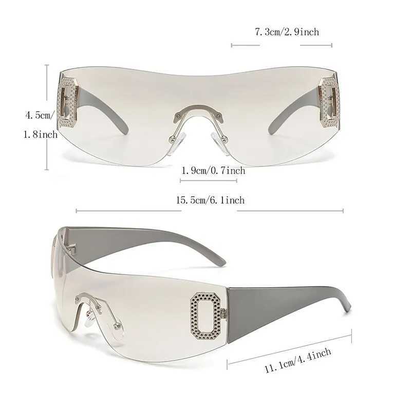 Lunettes de soleil Y2K Punk Punk Punk One-Piece Sunglasses pour femmes Nouvelles marques de luxe Sunshades Five-Star Emballés Glasshesl2404