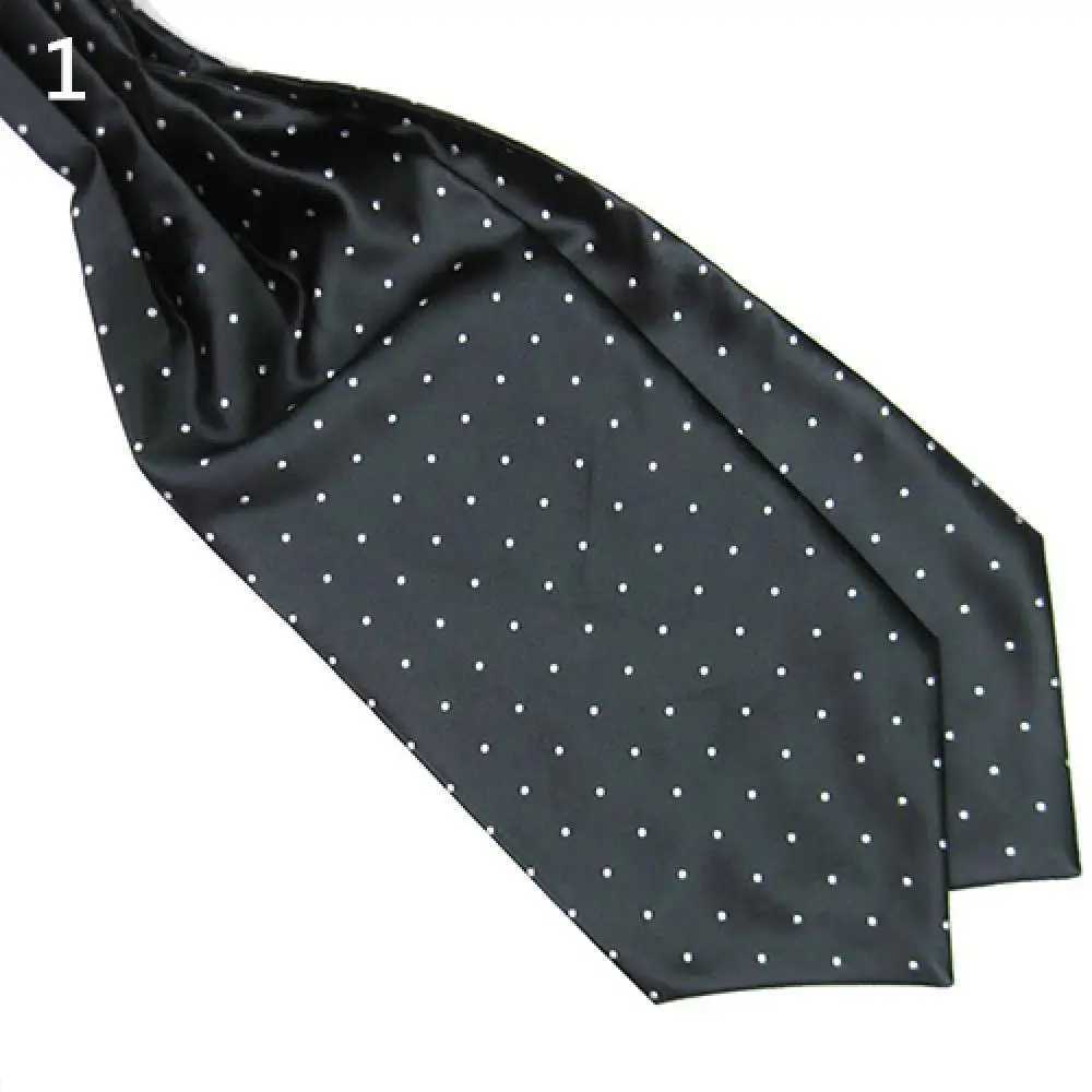 Neck Ties Mens Fashion Smooth Polka Dots Print Ascot Tie Neck Tie Silk Blend Scarf Cravat 240407