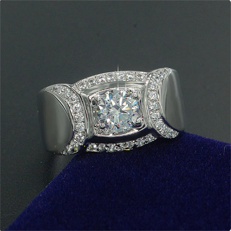 Valuable Male Lab Moissanite Diamond Ring 925 Sterling Silver Engagement Wedding Band Rings for Men Promise Party Gift