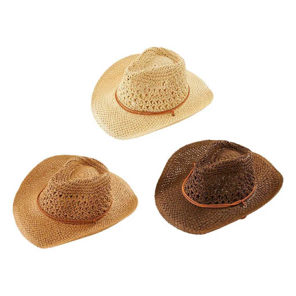 Brede randmogjes emmer hoeden stijlvolle cowboyhoed voor mannen en vrouwen ademende en waterdichte schaduw pp outdoor strohoeden 240407