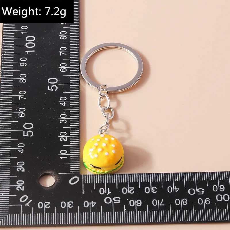 Keychains lanyards schattige cartoon 3d food sleutelhanger hamburger hamburger friet pizza vrouwelijke auto sleutelhouder handtas hanger diy sieraden q240403