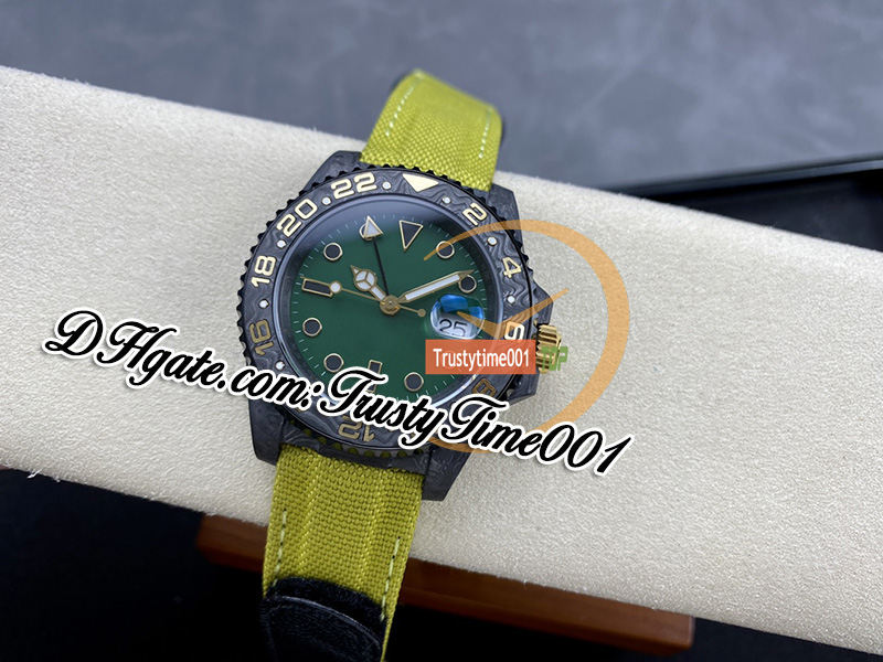 Diwf v3 sa3285 Automatische Herren Watch DIW Full Forged Carbon Hülle grüne Zifferblatt Marker Nylon Leder -Gurt Super Edition Trustytime001 Uhren Reloj Montre Hommes