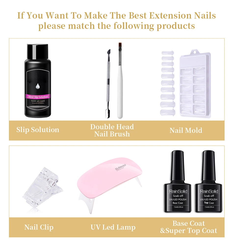 Médeau Kit d'ongle en gel en acrylique avec séchoir à lampe à LED UV 12/Gel Polish Polite Gel Poly Nail Gel pour le bâtiment d'expiration de la pointe des ongles