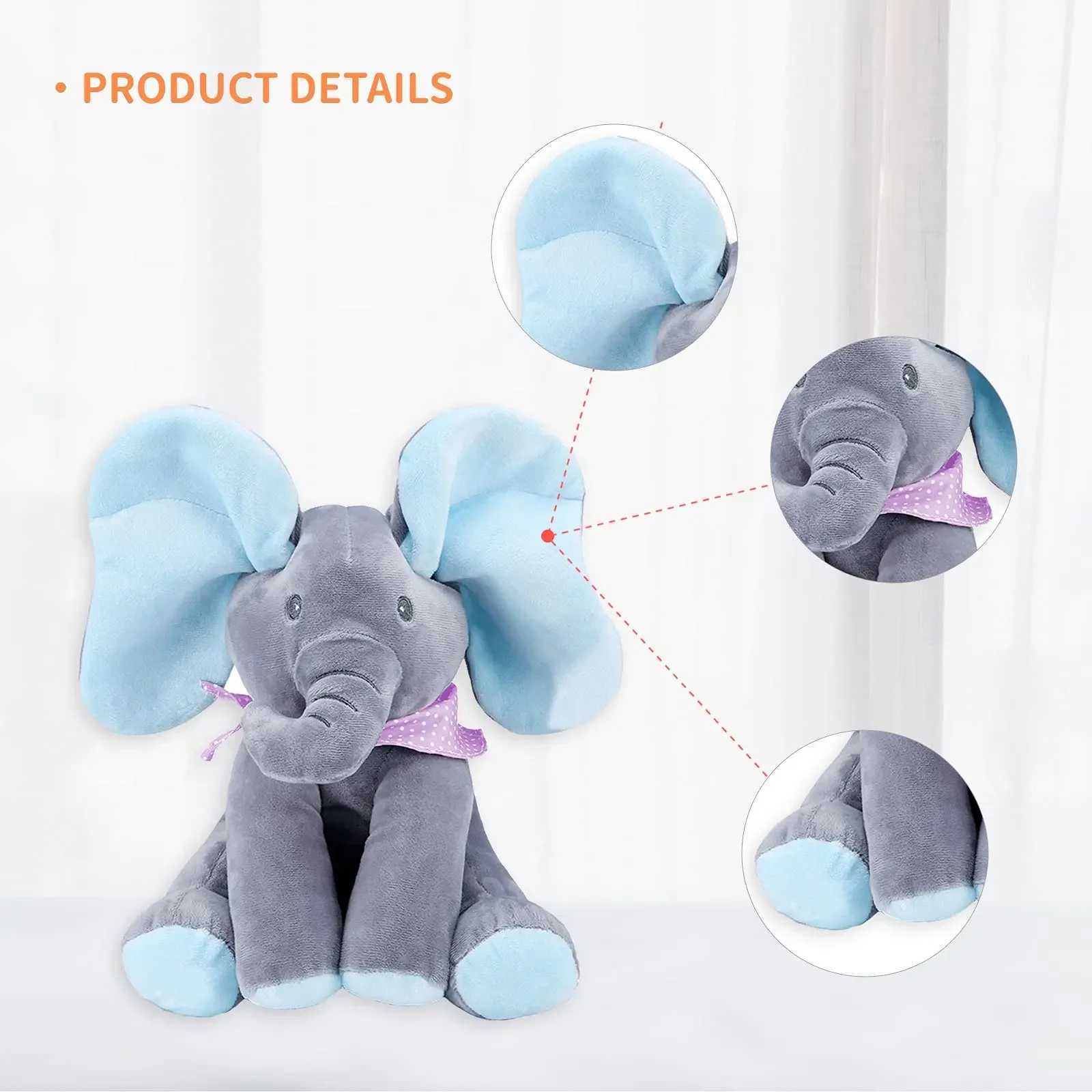 Filmes tv luxuoso brinquedo de brinquedo de animação de elefante de elefante cantando elefante com orelhas movendo o brinquedo de pelúcia elétrica adorável