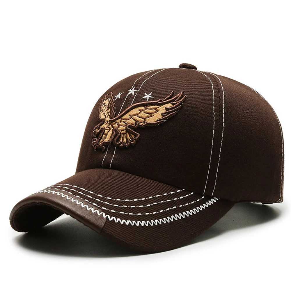 Ball Caps Fashion Eagle Broidered Mens Hat 2023 New Outdoor Golf Womens Sports Button Breatte Cotton Baseball Sun Q240403