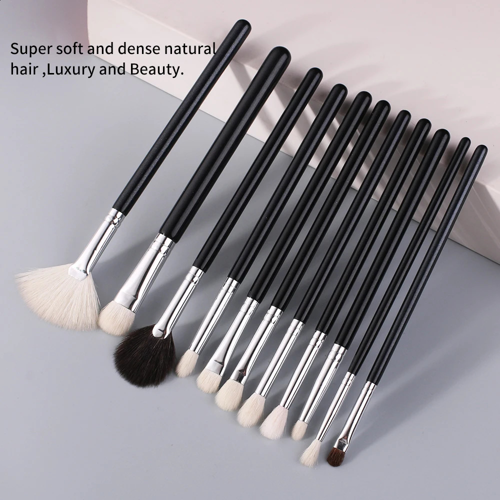 Beili Black Makeup Brushes Set Professional Goat Hair Foundation Powder Blush Eyebrow Eyeshadow Pinceaux de Maquillage 240403