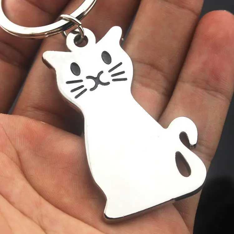 مفاتيح مفاتيح Lanyards Hot Cartoon Cat Key Chain Associory accessories Key Ring New Men Women Hight Gift Jewelry K2034 Q240403