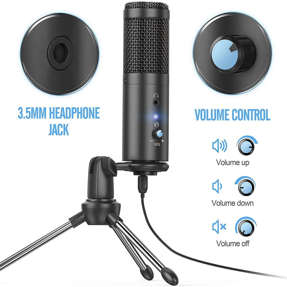 Microfoni USB Microfono Studio Professional Condenser Microfono PC Recording Streaming Gaming Video Karaoke Caning Mic