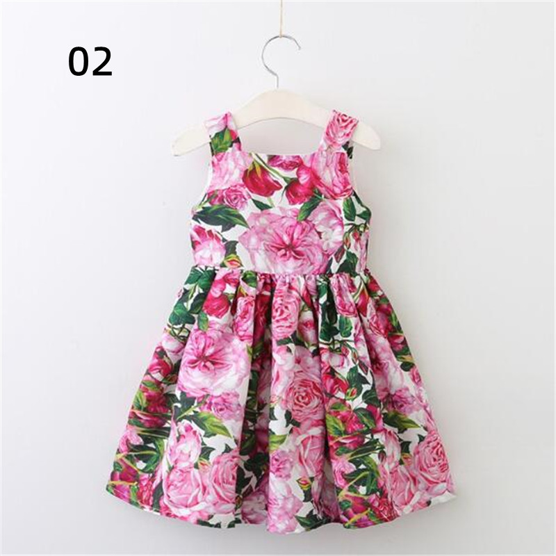 European & American Style Kids Dress 2024 New Children's Summer Girls Clothes Full cotton Print Short Sleeved Baby Dress Girl's Dresses