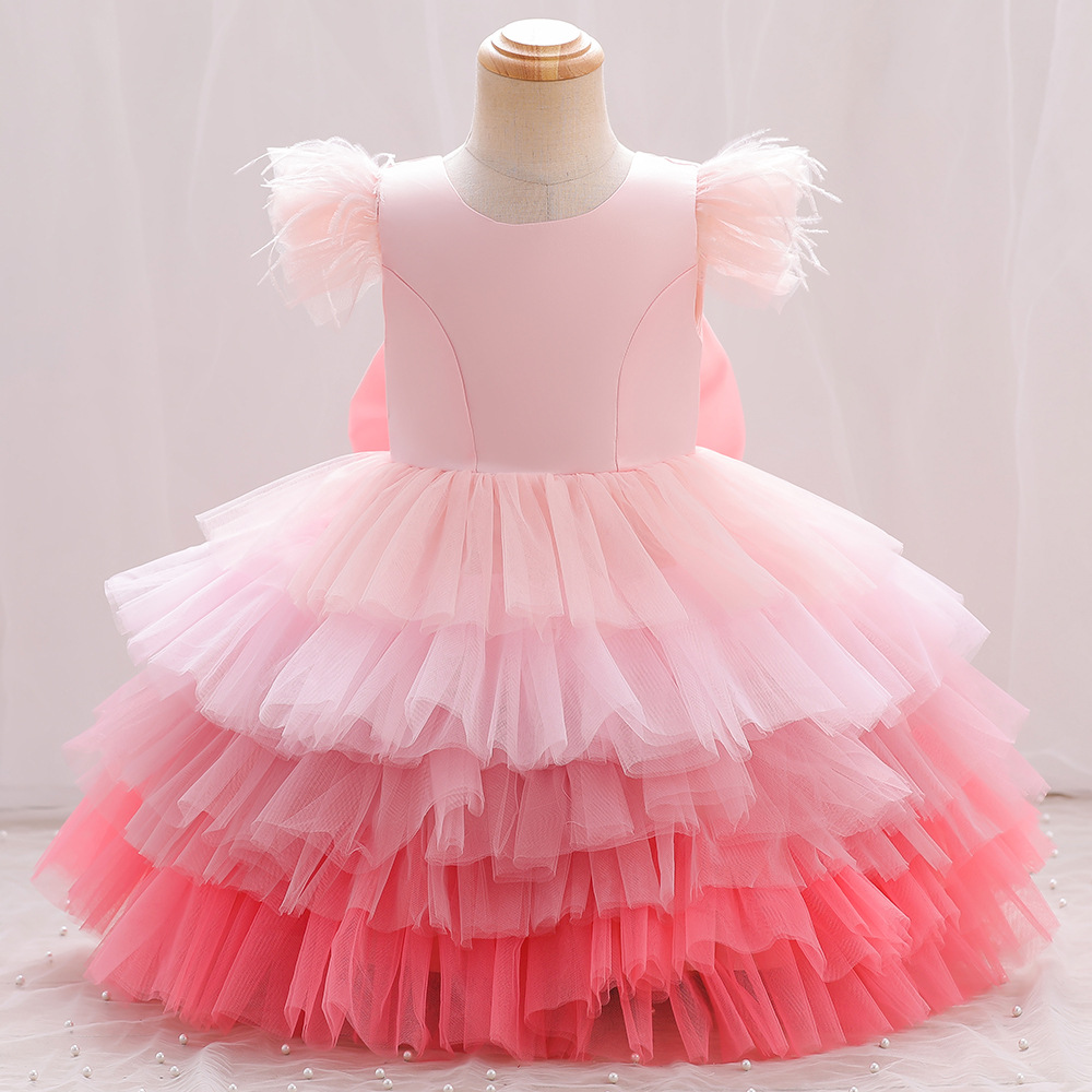 Sweet Pink Yellow Blue Jewel Layers Girl's Birthday/Party Dresses Girl's Pageant Dresses Flower Girl Dresses Girls Everyday Skirts Kids' Wear SZ 2-10 D407266