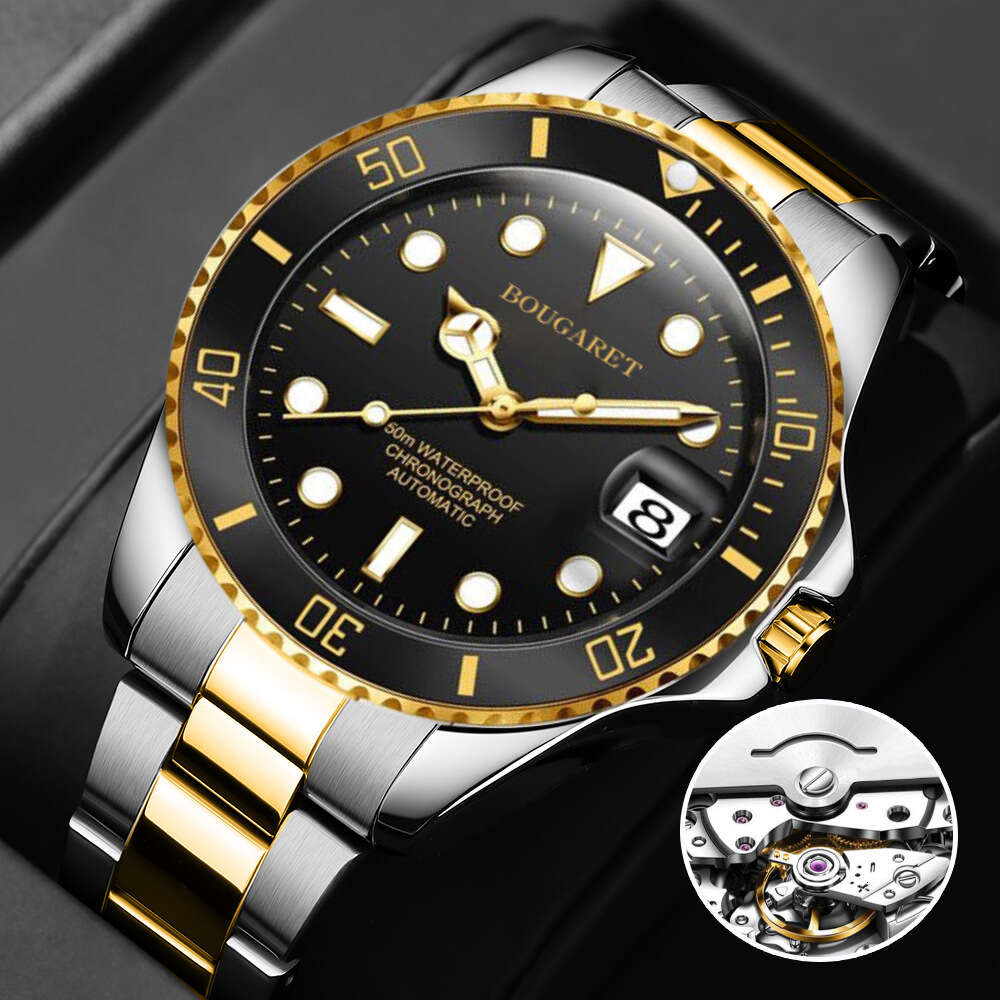 Tiktok Green Water Ghost Waterproof Sports Fully Automatic Anti Fake Mechanical Watch Men's Calendar Glow in the Dark