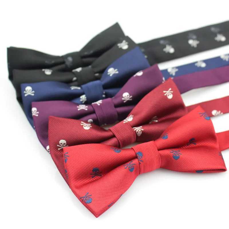 Neck Ties New Casual Slim Skull Ties For Men Classic Polyester Neckties Fashion Man Tie for Wedding Party Male tie Neckwear 240407