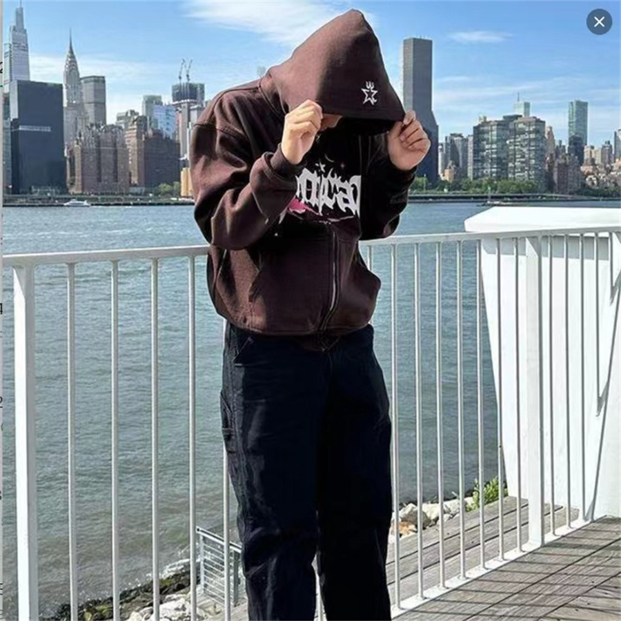 Tasarımcı Erkek Hoodies Sweatshirts Street Casual çok yönlü harajuku tarzı fermuar sweatshirt gotik kaya büyük boy kapşon