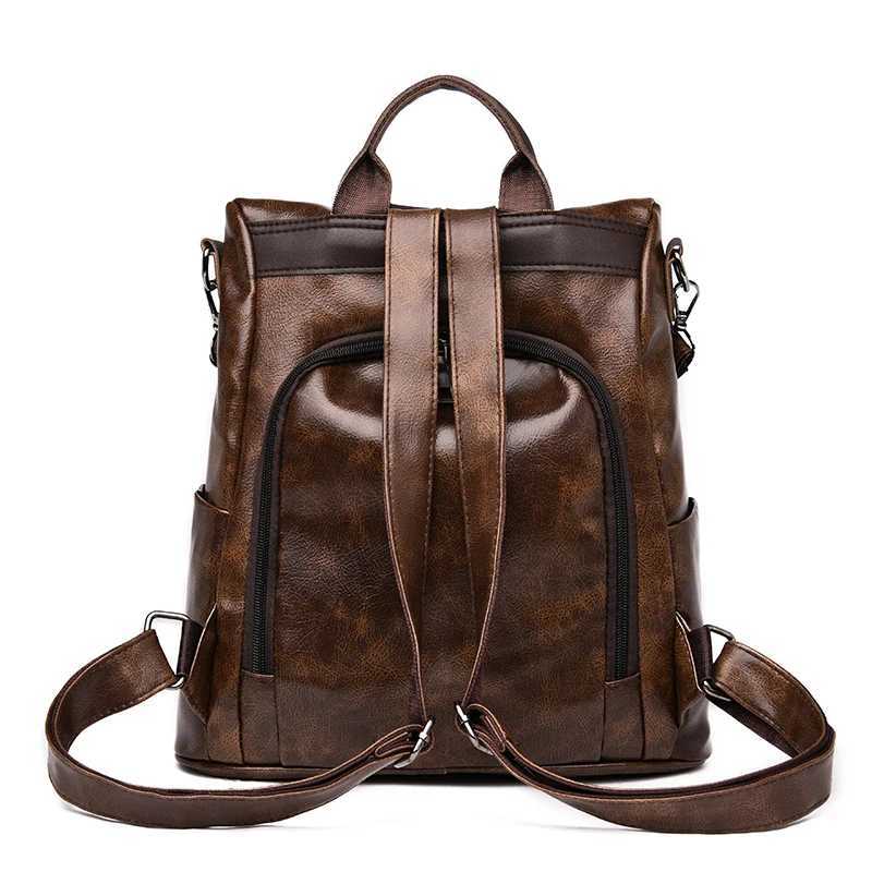 Multi-function Bags 2023 High Quality PU Leather Backpack Womens Fashion Shoulder Bag Capacity Travel School Mochila Femina yq240407