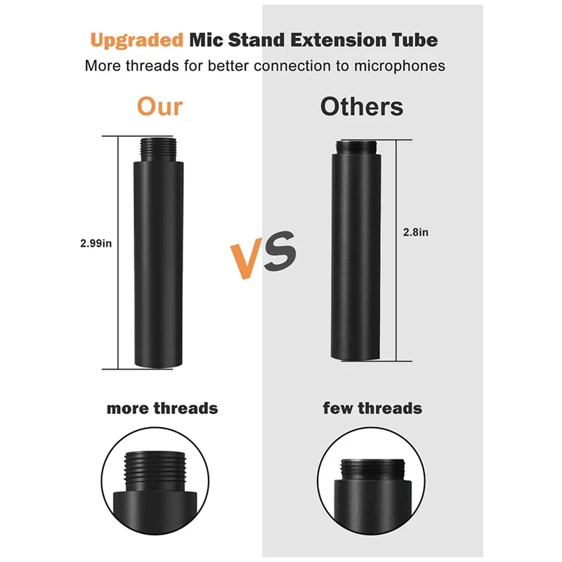 Accessories Mic Stand Extension Tube 5/8Inch Female To 5/8Inch Male Microphone Extension Rod For Desk Stands Arm Stand